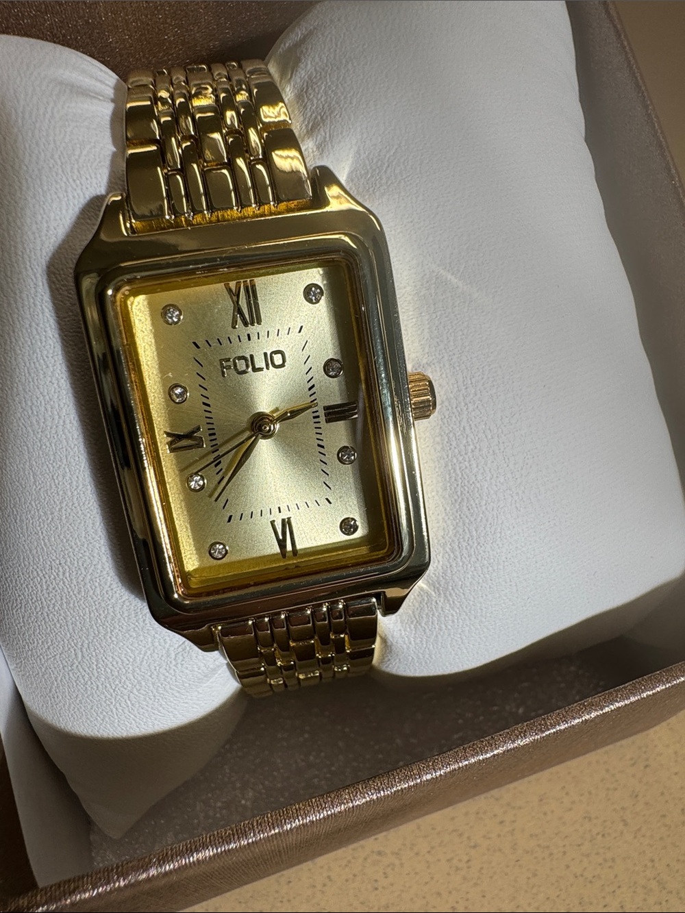 Women's Rectangular Gold Bracelet Watch - Picture 2 of 4